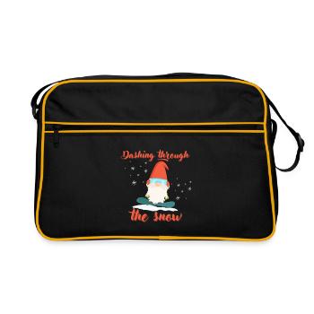 Snowboard Winter Fun Gnome Snowboarder Gift - Retro Bag - black/gold - Front