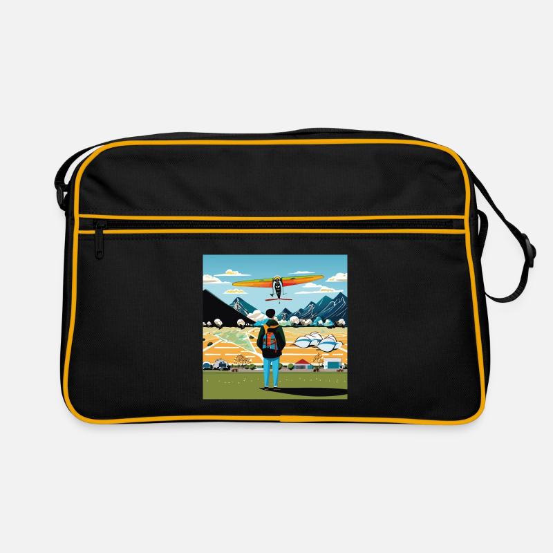 GuyWatchingPlanesVier - Retro Tasche - Schwarz/Gold