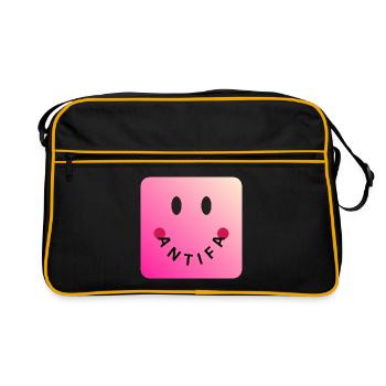 Friendly Antifa Pink | Faute de frappe de Gradient Smile - Sac Retro - noir/or - Devant
