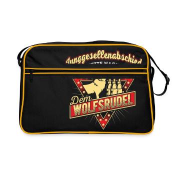 Junggesellenabschied Wolf JGA - Retro Tasche - Schwarz/Gold - Vorne