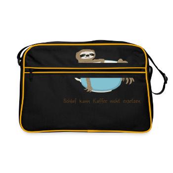 Schlaf kann Kaffee nicht ersetzen - Retro Tasche - Schwarz/Gold - Vorne