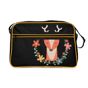Sugar sweet deer with flower tendril - Retro Bag - black/gold - Front