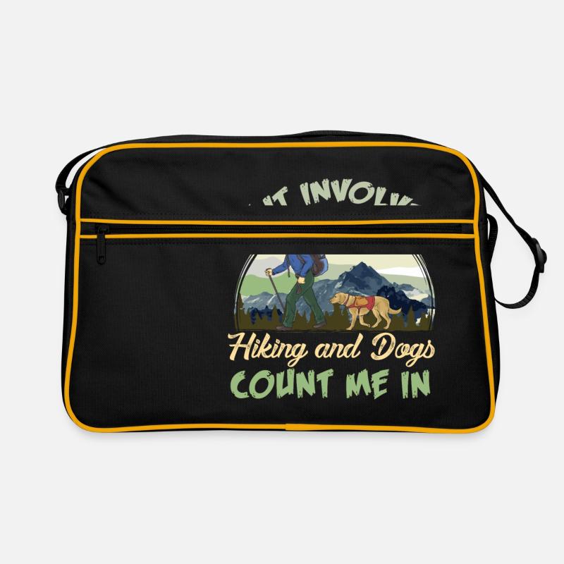 Hikers Hiking Dogs Mountain Forest Gift Backpack - Retro Bag - black/gold