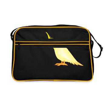 Realistic yellow cockatiel with red cheeks - Retro Bag - black/gold - Front