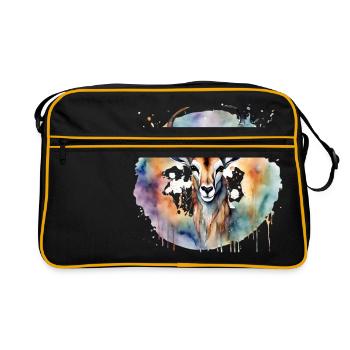 Krafttier Antilope - Retro Tasche - Schwarz/Gold - Vorne
