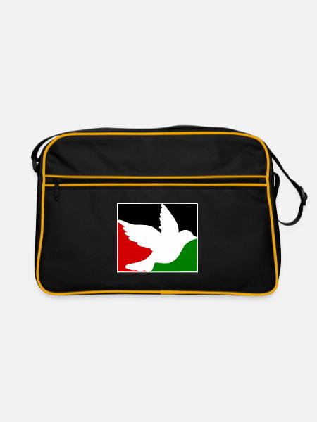 Free palestine - Retro Tasche - Schwarz/Gold - Vorne