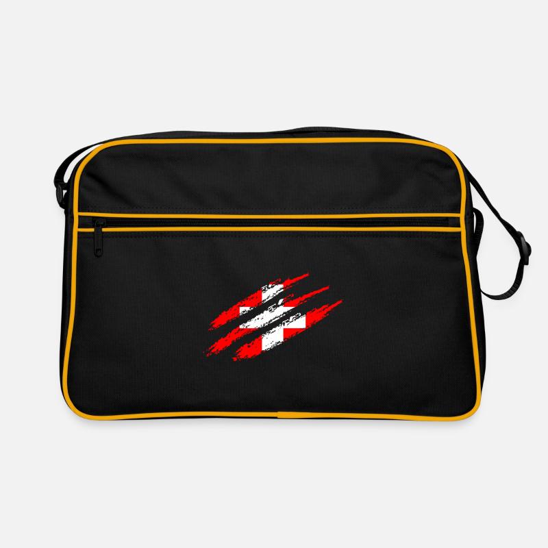Switzerland flag scratches claws cut scratch marks CH Retro Bag