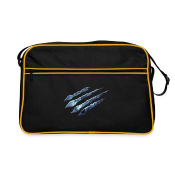Wolf Scratch Marks Claws Wild - Retro Bag - black/gold - Front
