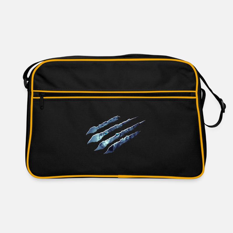 Wolf Kratzspuren Krallen Wild - Retro Tasche - Schwarz/Gold