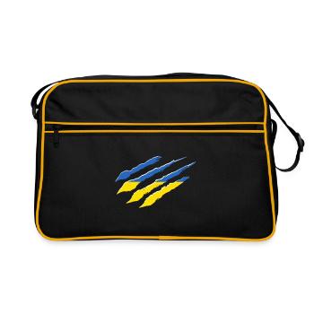 Ukraine Flagge Kratzer Krallen Cut Kratzspur - Retro Tasche - Schwarz/Gold - Vorne