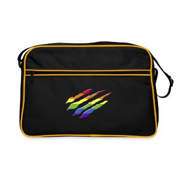 Rainbow flag scratches claws LGBT CSD - Retro Bag - black/gold - Front