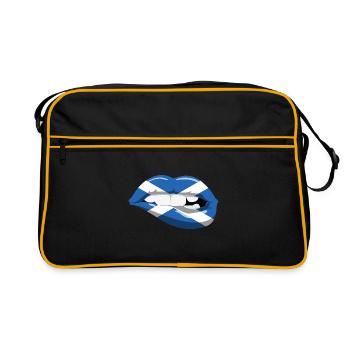 Scotland Flag Lips Mouth Alba GB UK Scotswoman - Retro Bag - black/gold - Front