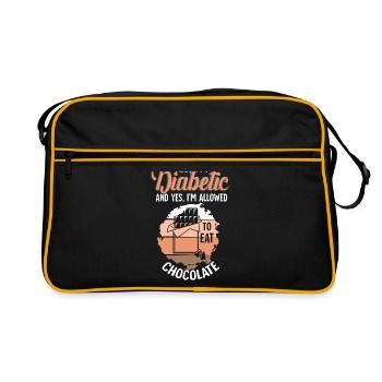 Diabétique, manger du chocolat - Sac Retro - noir/or - Devant