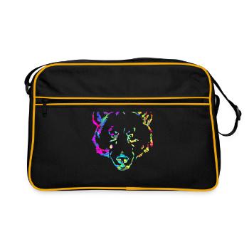 Bär marmoriert - Retro Tasche - Schwarz/Gold - Vorne