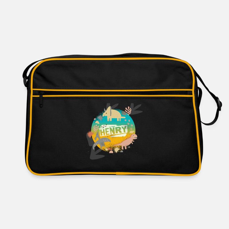 HENRY - Beau nom de garçon avec de mignons dinosaures Sac Retro
