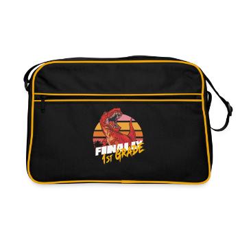 Finally 1st Grade, First Grader - Retro Bag - black/gold - Front