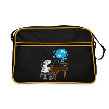 A zebra playing the piano - Sac Retro - noir/or - Devant