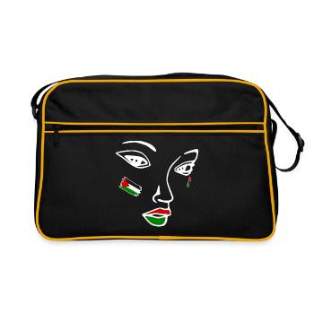 Free palestine women face - Retro Bag - black/gold - Front
