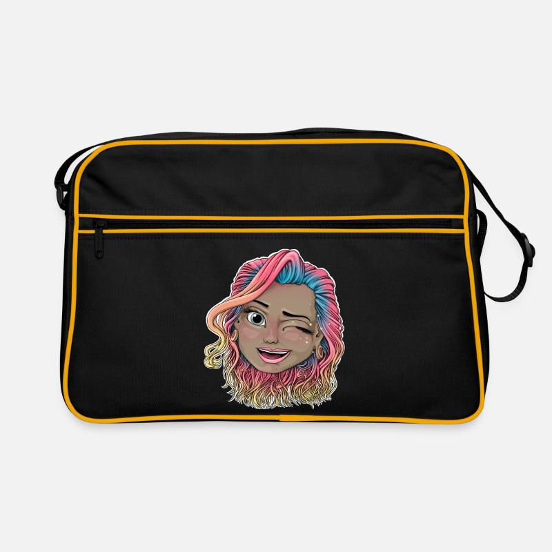 Lebendige zwinkernde Illustration Retro Tasche