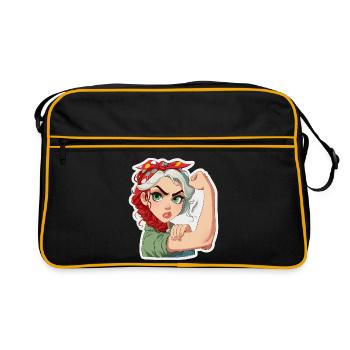 Powerfrau RosieStil Cartoon - Retro Tasche - Schwarz/Gold - Vorne