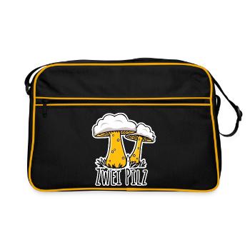 Zwei Pilz bzw zwei Pils - geht es hier um Bier? - Retro Tasche - Schwarz/Gold - Vorne