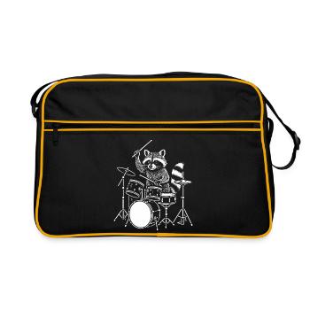 Raccoon Drummer Nightbeat - Retro Bag - black/gold - Front