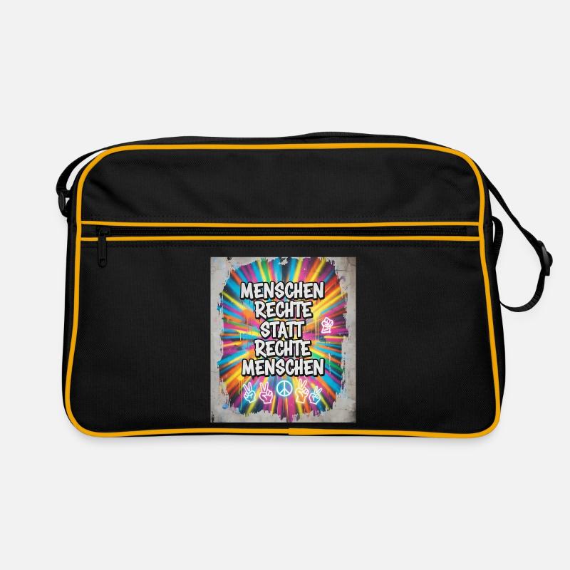Buntes Graffiti Menschenrechte Statement Retro Tasche