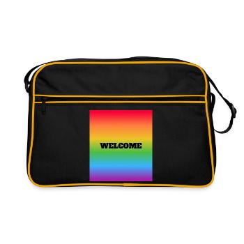Bienvenue arc-en-ciel LGBT - Espace Sûr LGBTQ - Gay Ally - Sac Retro - noir/or - Devant