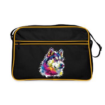 Wolf Animal Art - Retro Bag - black/gold - Front