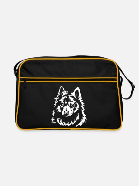 Dänischer Spitz Kopf "Black Edition" - Retro Tasche - Schwarz/Gold