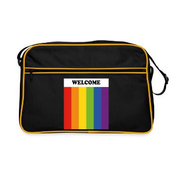 Bienvenue LGBT - espace sûr - Gay Ally - Sac Retro - noir/or - Devant