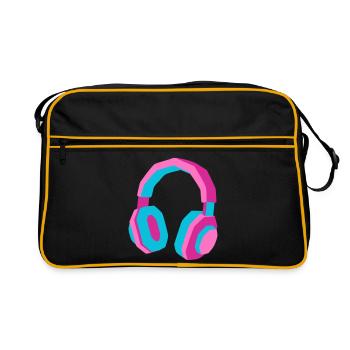 Casque Rétro Synthwave des années 80 DJ Musique Gamer - Sac Retro - noir/or - Devant