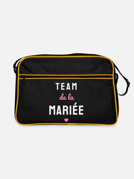 Team de la Mariée EVJF Coeur Mariage Fête Copines - Retro Tasche - Schwarz/Gold - Vorne