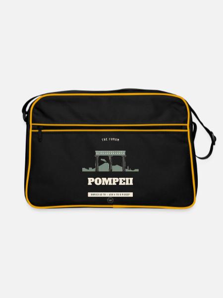 Pompeji Forum Retro Reiseemblem - Retro Tasche - Schwarz/Gold