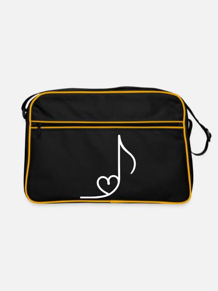Herznoten Musikliebe - Retro Tasche - Schwarz/Gold