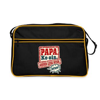 Papa Ko ois Außer leise niesn - Retro Tasche - Schwarz/Gold - Vorne