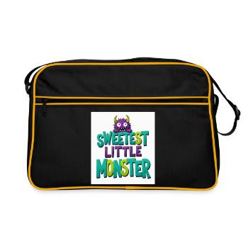 Das süßeste kleine Monster - Retro Tasche - Schwarz/Gold - Vorne