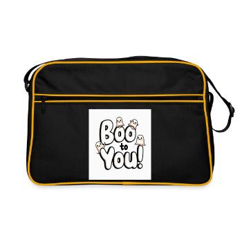 Buh auf dich! Süße Geister Halloween - Retro Tasche - Schwarz/Gold - Vorne