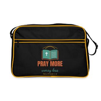 Pray More Worry Less – Philippians 4:6 - Retro Tasche - Schwarz/Gold - Vorne