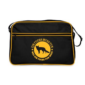 Ein Fuchs muss tun was ein Fuchs tun muss - Retro Tasche - Schwarz/Gold - Vorne