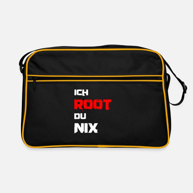 Ich root du nix. IT Administratoren, Admin, Nerds - Retro Tasche - Schwarz/Gold