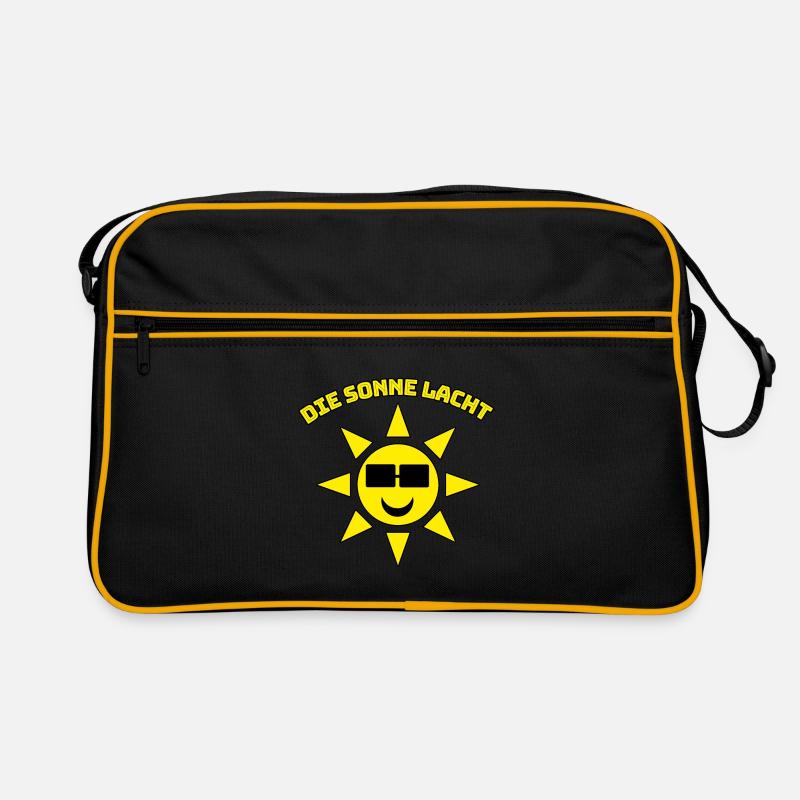 Die Sonne Lacht - Retro Tasche - Schwarz/Gold