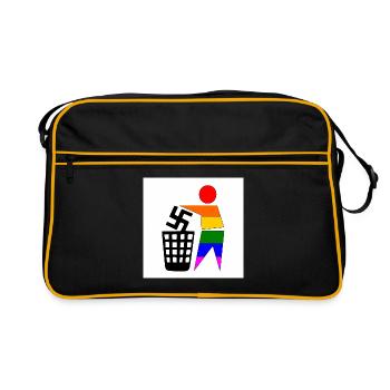 halte deine umwelt sauber - gegen rechts - Retro Tasche - Schwarz/Gold - Vorne