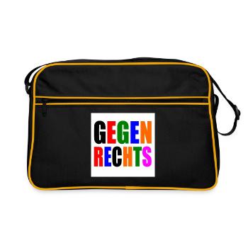 Gegen rechts - Retro Tasche - Schwarz/Gold - Vorne