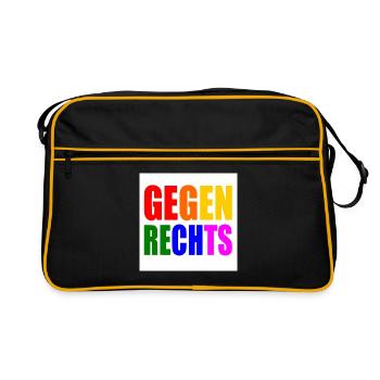 Gegen rechts - Retro Tasche - Schwarz/Gold - Vorne
