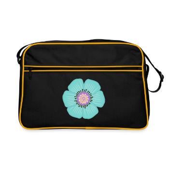 Fleur bleu clair fleurs de jungle turquoise - Sac Retro - noir/or - Devant