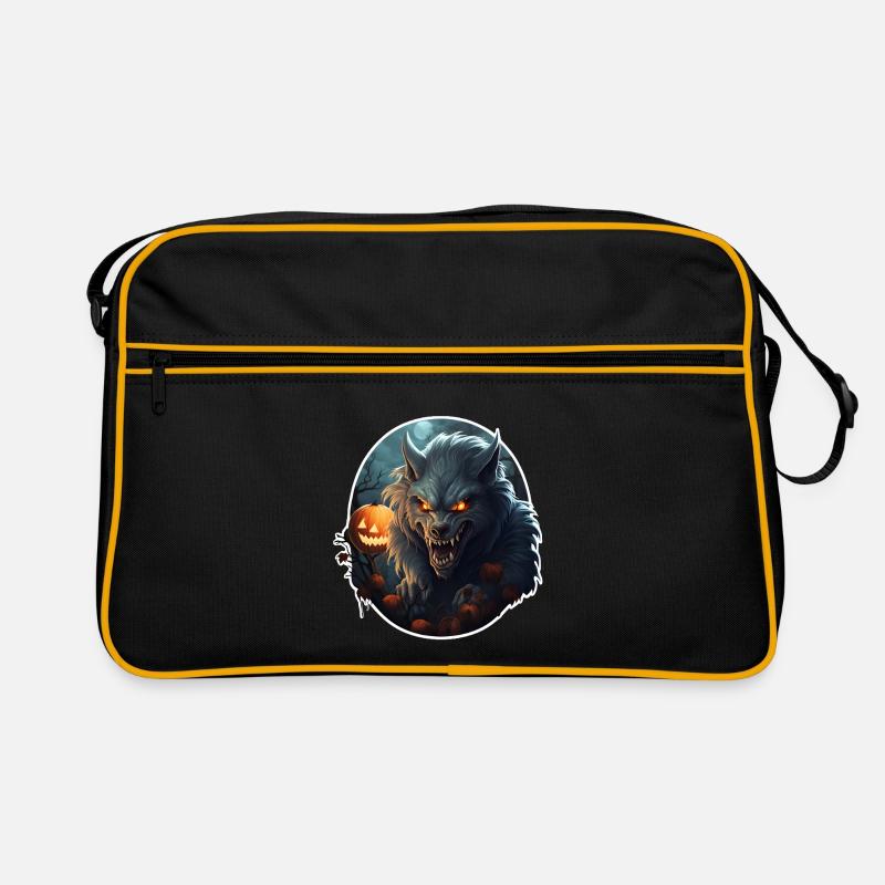 Werwolf Halloween - Retro Tasche - Schwarz/Gold