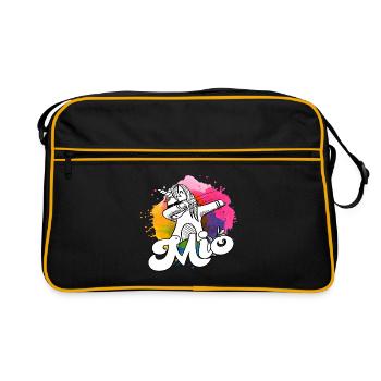 MIO - Beau nom de garçon avec licorne cool - Sac Retro - noir/or - Devant