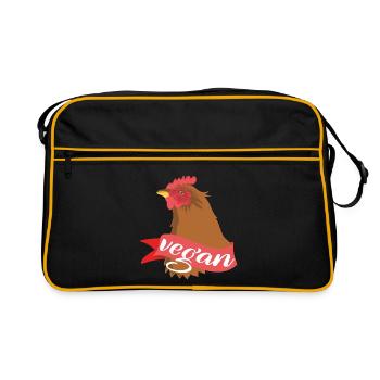 Vegan Henne - Retro Tasche - Schwarz/Gold - Vorne