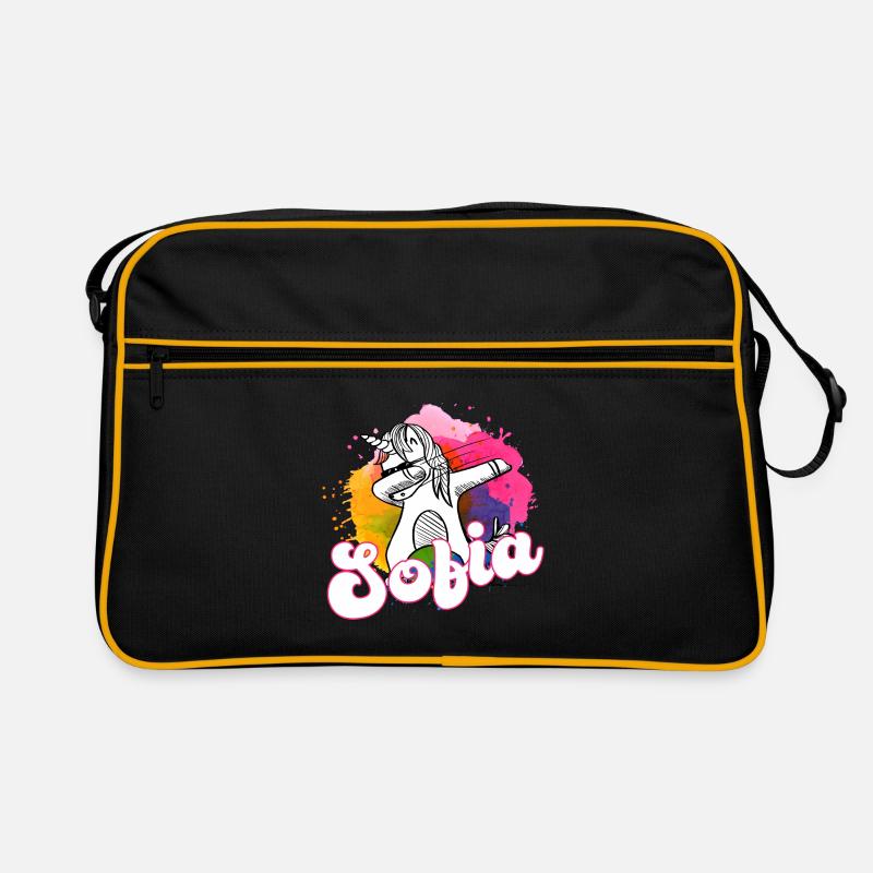 SOFIA - Schöner Name mit dabbing Einhorn Retro Tasche